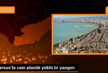 Tarsus'ta cam plastik yüklü tır yangını