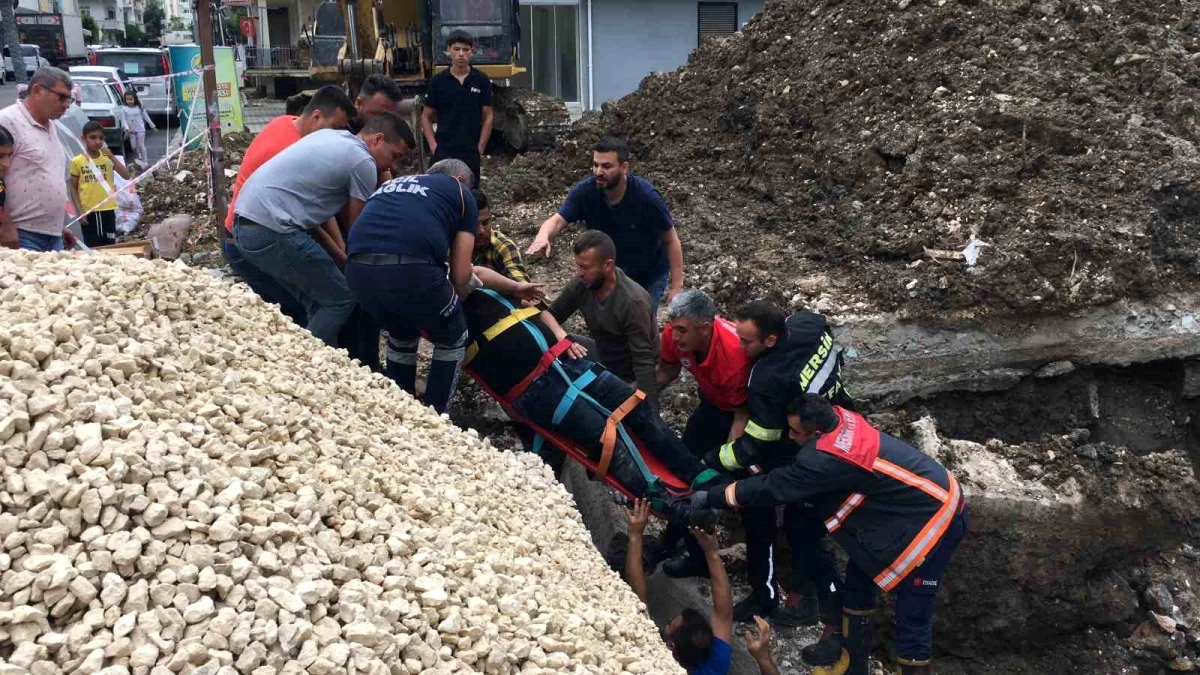 Mersin'de İnşaat Şantiyesinde Beton Blok Yıkıldı, İşçi Yaralandı